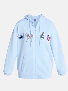 Disney Light Blue Stitch & Friends Zip Hoodie